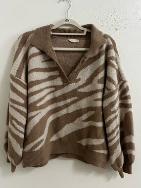 Altard state cream and tan zebra print sweater
